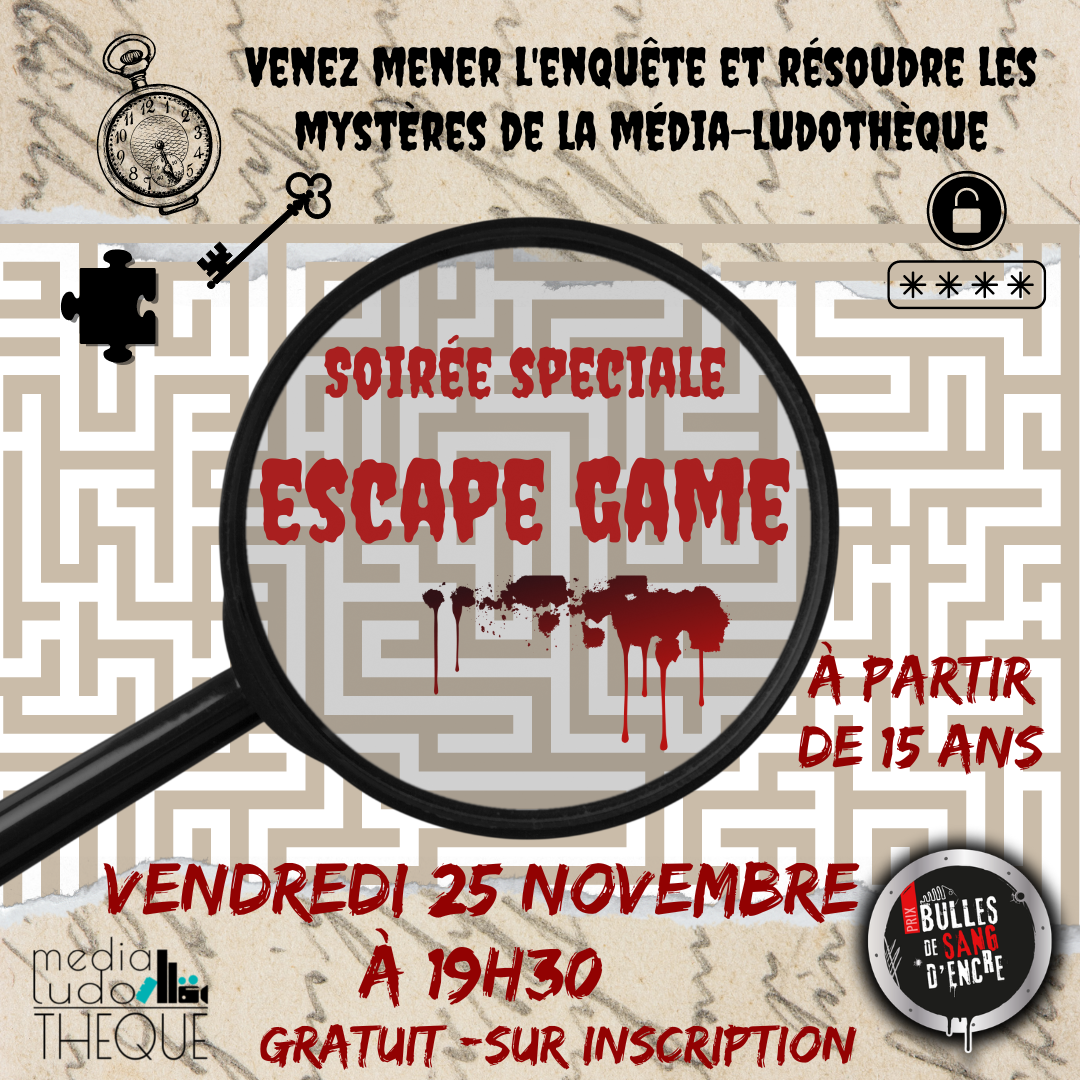 Image décorative,Bulles d'enquête - escape game à partir de 15 ans à 19h30- 25 novembre 2022 